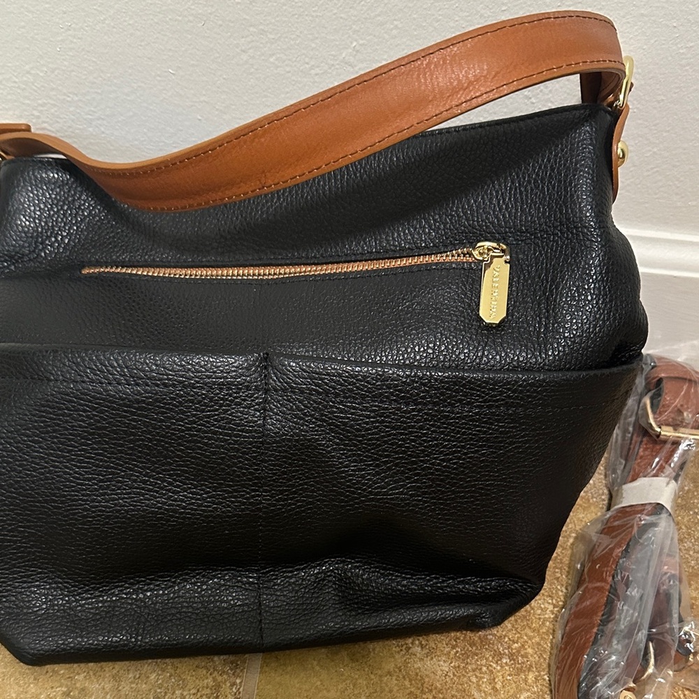 Valentina Black and Tan Shoulder Bag